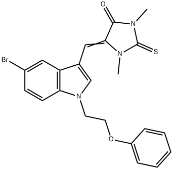 5-{[5-bromo-1-(2-phenoxyethyl)-1H-indol-3-yl]methylene}-1,3-dimethyl-2-thioxo-4-imidazolidinone Struktur