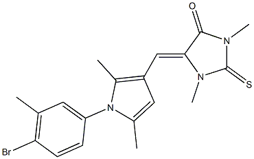 5-{[1-(4-bromo-3-methylphenyl)-2,5-dimethyl-1H-pyrrol-3-yl]methylene}-1,3-dimethyl-2-thioxo-4-imidazolidinone Struktur