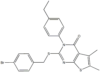 2-[(4-bromobenzyl)sulfanyl]-3-(4-ethylphenyl)-5,6-dimethylthieno[2,3-d]pyrimidin-4(3H)-one Struktur