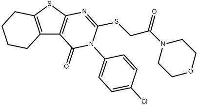 3-(4-chlorophenyl)-2-{[2-(4-morpholinyl)-2-oxoethyl]sulfanyl}-5,6,7,8-tetrahydro[1]benzothieno[2,3-d]pyrimidin-4(3H)-one Struktur