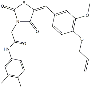 2-{5-[4-(allyloxy)-3-methoxybenzylidene]-2,4-dioxo-1,3-thiazolidin-3-yl}-N-(3,4-dimethylphenyl)acetamide Struktur