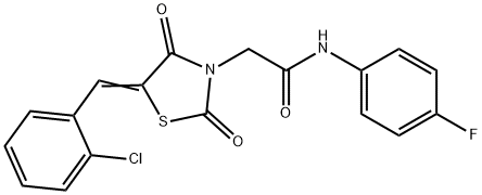 2-[5-(2-chlorobenzylidene)-2,4-dioxo-1,3-thiazolidin-3-yl]-N-(4-fluorophenyl)acetamide Struktur