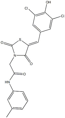 2-[5-(3,5-dichloro-4-hydroxybenzylidene)-2,4-dioxo-1,3-thiazolidin-3-yl]-N-(3-methylphenyl)acetamide Struktur