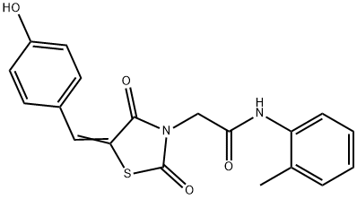 2-[5-(4-hydroxybenzylidene)-2,4-dioxo-1,3-thiazolidin-3-yl]-N-(2-methylphenyl)acetamide Struktur