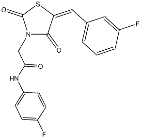 2-[5-(3-fluorobenzylidene)-2,4-dioxo-1,3-thiazolidin-3-yl]-N-(4-fluorophenyl)acetamide Struktur