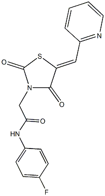 2-[2,4-dioxo-5-(2-pyridinylmethylene)-1,3-thiazolidin-3-yl]-N-(4-fluorophenyl)acetamide Struktur