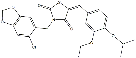 3-[(6-chloro-1,3-benzodioxol-5-yl)methyl]-5-(3-ethoxy-4-isopropoxybenzylidene)-1,3-thiazolidine-2,4-dione Struktur