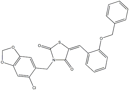 5-[2-(benzyloxy)benzylidene]-3-[(6-chloro-1,3-benzodioxol-5-yl)methyl]-1,3-thiazolidine-2,4-dione Struktur