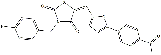 5-{[5-(4-acetylphenyl)-2-furyl]methylene}-3-(4-fluorobenzyl)-1,3-thiazolidine-2,4-dione Struktur