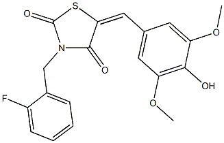 3-(2-fluorobenzyl)-5-(4-hydroxy-3,5-dimethoxybenzylidene)-1,3-thiazolidine-2,4-dione Struktur