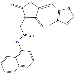 2-{5-[(3-methyl-2-thienyl)methylene]-2,4-dioxo-1,3-thiazolidin-3-yl}-N-(1-naphthyl)acetamide Struktur