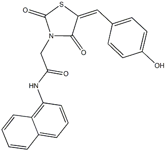 2-[5-(4-hydroxybenzylidene)-2,4-dioxo-1,3-thiazolidin-3-yl]-N-(1-naphthyl)acetamide Struktur