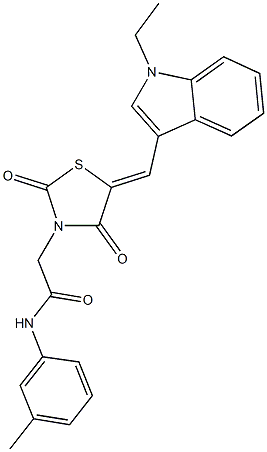 2-{5-[(1-ethyl-1H-indol-3-yl)methylene]-2,4-dioxo-1,3-thiazolidin-3-yl}-N-(3-methylphenyl)acetamide Struktur