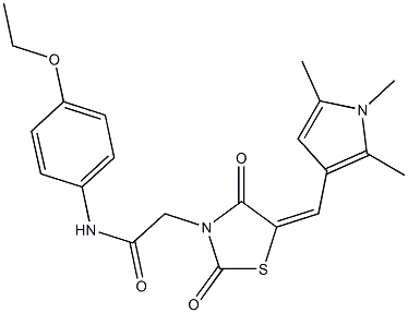 2-{2,4-dioxo-5-[(1,2,5-trimethyl-1H-pyrrol-3-yl)methylene]-1,3-thiazolidin-3-yl}-N-(4-ethoxyphenyl)acetamide Struktur