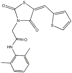 N-(2,6-dimethylphenyl)-2-[2,4-dioxo-5-(2-thienylmethylene)-1,3-thiazolidin-3-yl]acetamide Struktur