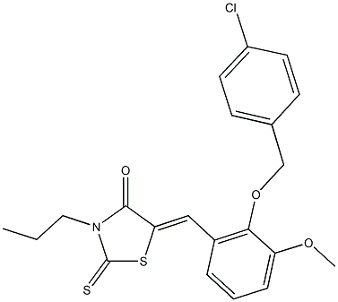 5-{2-[(4-chlorobenzyl)oxy]-3-methoxybenzylidene}-3-propyl-2-thioxo-1,3-thiazolidin-4-one Struktur