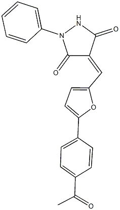 4-{[5-(4-acetylphenyl)-2-furyl]methylene}-1-phenyl-3,5-pyrazolidinedione Struktur