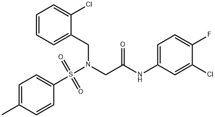 2-{(2-chlorobenzyl)[(4-methylphenyl)sulfonyl]amino}-N-(3-chloro-4-fluorophenyl)acetamide Struktur