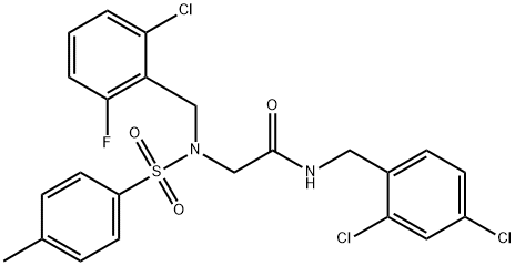 2-{(2-chloro-6-fluorobenzyl)[(4-methylphenyl)sulfonyl]amino}-N-(2,4-dichlorobenzyl)acetamide Struktur