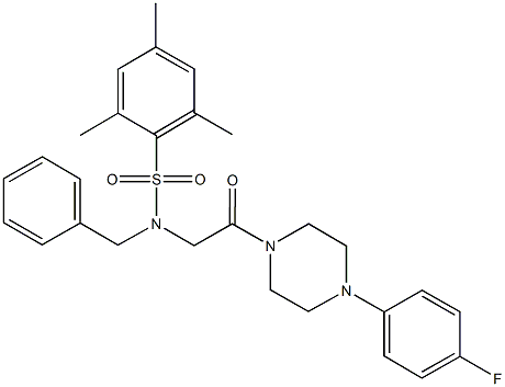 N-benzyl-N-{2-[4-(4-fluorophenyl)-1-piperazinyl]-2-oxoethyl}-2,4,6-trimethylbenzenesulfonamide Struktur