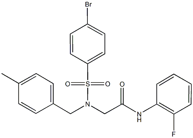 2-[[(4-bromophenyl)sulfonyl](4-methylbenzyl)amino]-N-(2-fluorophenyl)acetamide Struktur