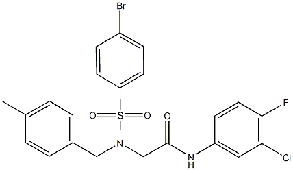 2-[[(4-bromophenyl)sulfonyl](4-methylbenzyl)amino]-N-(3-chloro-4-fluorophenyl)acetamide Struktur