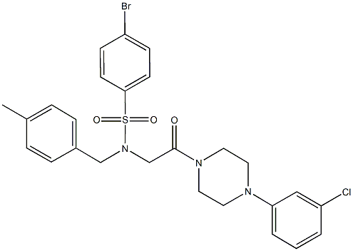 4-bromo-N-{2-[4-(3-chlorophenyl)piperazin-1-yl]-2-oxoethyl}-N-(4-methylbenzyl)benzenesulfonamide Struktur