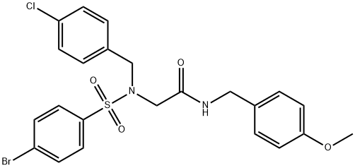 2-[[(4-bromophenyl)sulfonyl](4-chlorobenzyl)amino]-N-(4-methoxybenzyl)acetamide Struktur