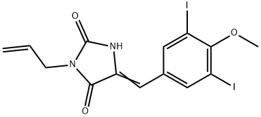 3-allyl-5-(3,5-diiodo-4-methoxybenzylidene)-2,4-imidazolidinedione Struktur