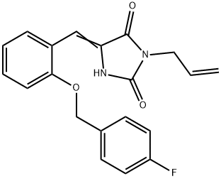 3-allyl-5-{2-[(4-fluorobenzyl)oxy]benzylidene}-2,4-imidazolidinedione Struktur