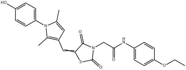 N-(4-ethoxyphenyl)-2-(5-{[1-(4-hydroxyphenyl)-2,5-dimethyl-1H-pyrrol-3-yl]methylene}-2,4-dioxo-1,3-thiazolidin-3-yl)acetamide Struktur