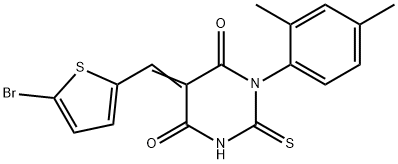 5-[(5-bromo-2-thienyl)methylene]-1-(2,4-dimethylphenyl)-2-thioxodihydro-4,6(1H,5H)-pyrimidinedione Struktur