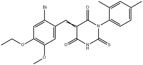 5-(2-bromo-4-ethoxy-5-methoxybenzylidene)-1-(2,4-dimethylphenyl)-2-thioxodihydro-4,6(1H,5H)-pyrimidinedione Struktur