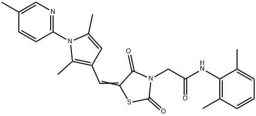 2-(5-{[2,5-dimethyl-1-(5-methyl-2-pyridinyl)-1H-pyrrol-3-yl]methylene}-2,4-dioxo-1,3-thiazolidin-3-yl)-N-(2,6-dimethylphenyl)acetamide Struktur