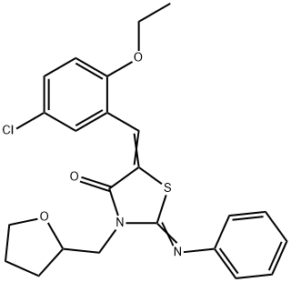 5-(5-chloro-2-ethoxybenzylidene)-2-(phenylimino)-3-(tetrahydro-2-furanylmethyl)-1,3-thiazolidin-4-one Struktur