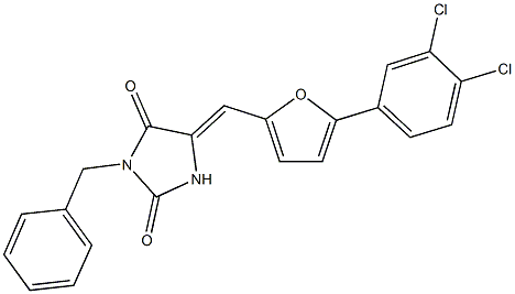 3-benzyl-5-{[5-(3,4-dichlorophenyl)-2-furyl]methylene}-2,4-imidazolidinedione Struktur