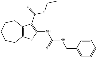 ethyl 2-{[(benzylamino)carbothioyl]amino}-5,6,7,8-tetrahydro-4H-cyclohepta[b]thiophene-3-carboxylate Struktur