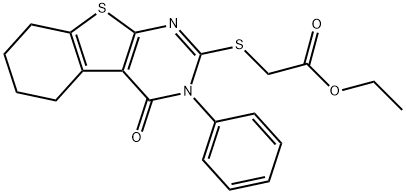 ethyl [(4-oxo-3-phenyl-3,4,5,6,7,8-hexahydro[1]benzothieno[2,3-d]pyrimidin-2-yl)sulfanyl]acetate Struktur