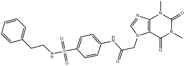 2-(1,3-dimethyl-2,6-dioxo-1,2,3,6-tetrahydro-7H-purin-7-yl)-N-(4-{[(2-phenylethyl)amino]sulfonyl}phenyl)acetamide Struktur