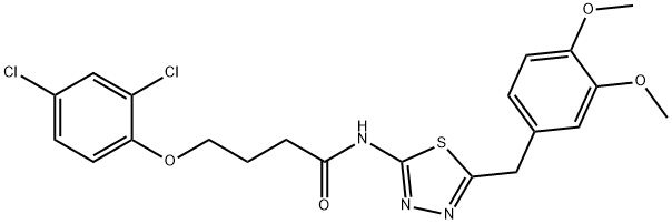 4-(2,4-dichlorophenoxy)-N-[5-(3,4-dimethoxybenzyl)-1,3,4-thiadiazol-2-yl]butanamide Struktur