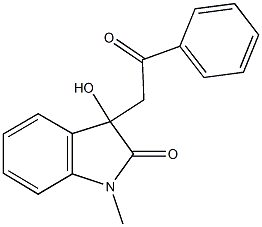 3-hydroxy-1-methyl-3-(2-oxo-2-phenylethyl)-1,3-dihydro-2H-indol-2-one Struktur