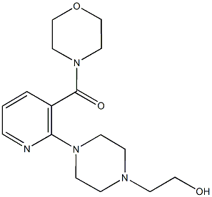 2-{4-[3-(4-morpholinylcarbonyl)-2-pyridinyl]-1-piperazinyl}ethanol Struktur