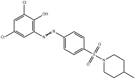 2,4-dichloro-6-({4-[(4-methyl-1-piperidinyl)sulfonyl]phenyl}diazenyl)phenol Struktur