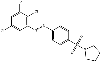 2-bromo-4-chloro-6-{[4-(1-pyrrolidinylsulfonyl)phenyl]diazenyl}phenol Struktur