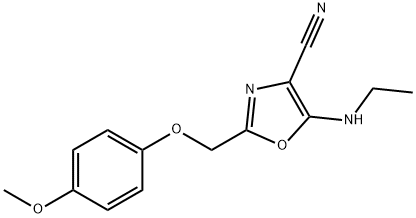 5-(ethylamino)-2-[(4-methoxyphenoxy)methyl]-1,3-oxazole-4-carbonitrile Struktur