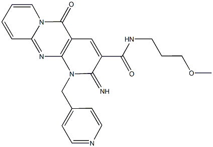 2-imino-N-(3-methoxypropyl)-5-oxo-1-(4-pyridinylmethyl)-1,5-dihydro-2H-dipyrido[1,2-a:2,3-d]pyrimidine-3-carboxamide Struktur