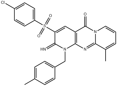 3-[(4-chlorophenyl)sulfonyl]-2-imino-10-methyl-1-(4-methylbenzyl)-1,2-dihydro-5H-dipyrido[1,2-a:2,3-d]pyrimidin-5-one Struktur