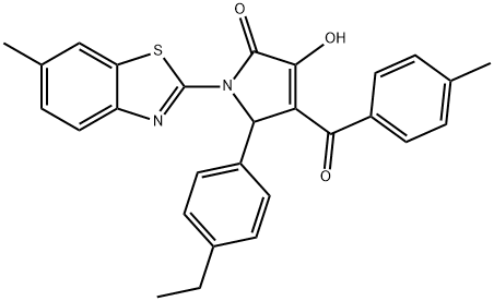 5-(4-ethylphenyl)-3-hydroxy-1-(6-methyl-1,3-benzothiazol-2-yl)-4-(4-methylbenzoyl)-1,5-dihydro-2H-pyrrol-2-one Struktur