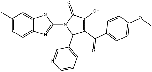 3-hydroxy-4-(4-methoxybenzoyl)-1-(6-methyl-1,3-benzothiazol-2-yl)-5-(3-pyridinyl)-1,5-dihydro-2H-pyrrol-2-one Struktur