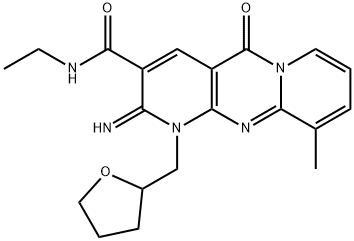 N-ethyl-2-imino-10-methyl-5-oxo-1-(tetrahydrofuran-2-ylmethyl)-1,5-dihydro-2H-dipyrido[1,2-a:2,3-d]pyrimidine-3-carboxamide Struktur